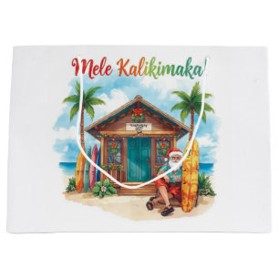 Santa Claus Christmas in Hawaii Large Gift Bag