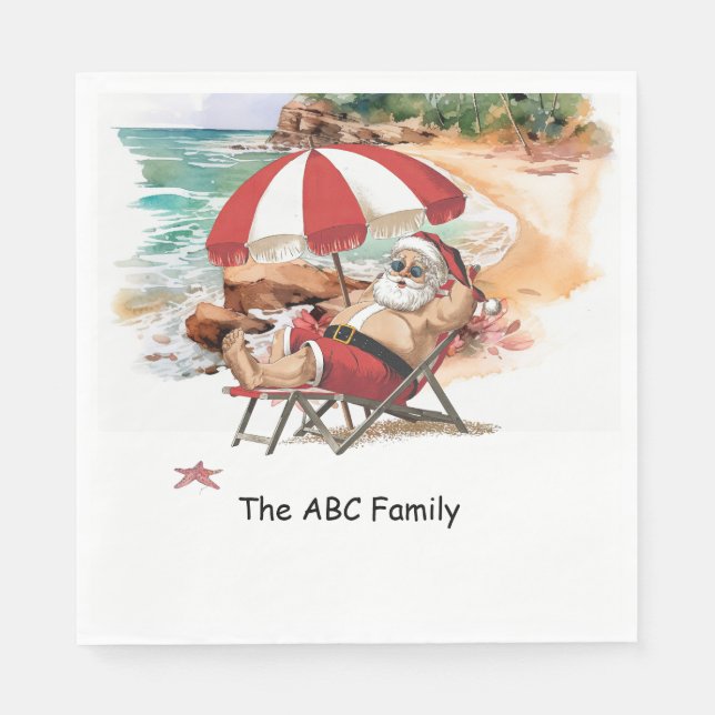  SANTA CLAUS  Christmas in July at beach  Napkin (Front)