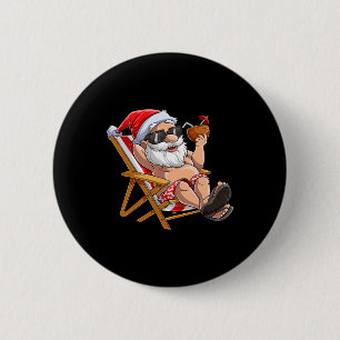 Santa Claus Christmas In July Boys Tropical Hawaii 6 Cm Round Badge