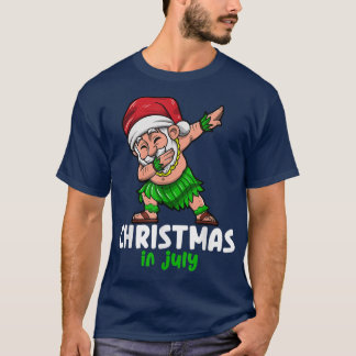 Santa claus christmas in july celebration summer v T-Shirt
