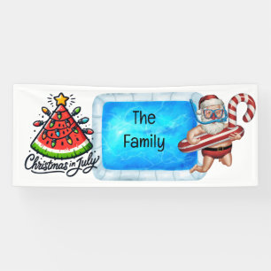 Santa Claus Christmas in July Pool Party Banner