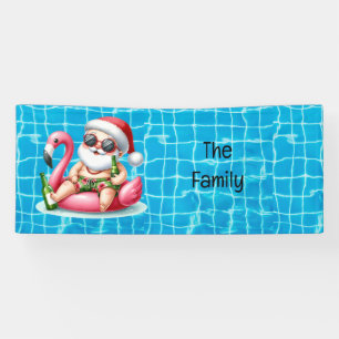 Santa Claus Christmas in July Pool Party  Banner