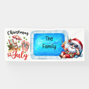 Santa Claus Christmas in July Pool Party Banner