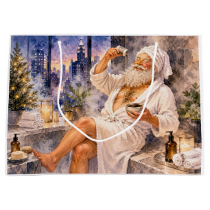 Santa Claus Christmas in Spa for Spa Lovers Large Gift Bag