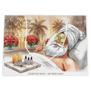 Santa Claus Christmas in Spa for Spa Lovers Large Gift Bag