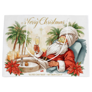 Santa Claus Christmas in Spa for Spa Lovers Large Gift Bag