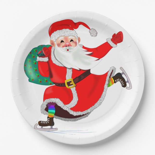 Santa Claus Christmas Paper Plates (Front)