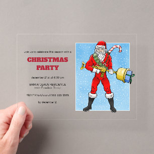 Santa Claus Christmas Party Acrylic Invitations