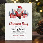 Santa Claus Christmas Party Invitation<br><div class="desc">Cute christmas party invitations featuring a simple white background,  watercolor spruce trees,  santa claus,  a collection of gifts,  and a modern party template that is easy to personalise.</div>