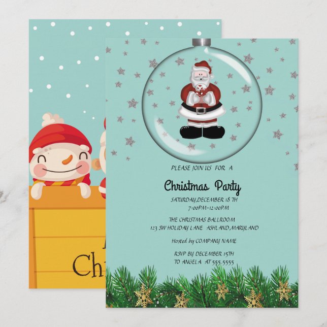 Santa Claus Christmas Party Invitation (Front/Back)