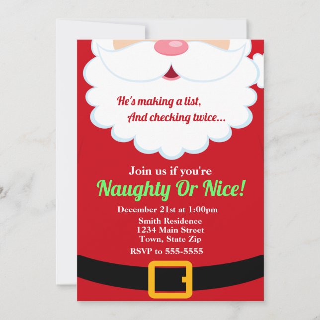 Santa Claus Christmas Party Invitation Holiday Kid (Front)