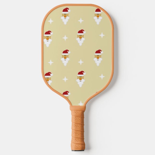 Santa Claus christmas pattern on brown Pickleball Paddle (Front)