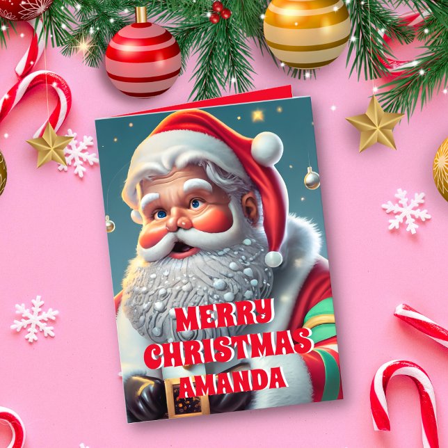 Santa Claus Christmas Personalised kids Photo Holiday Card (Creator Uploaded)