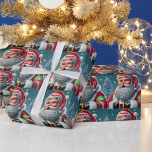 Santa Claus Christmas Personalised Kids Wrapping Paper