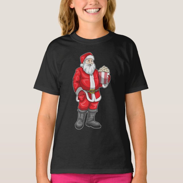 Santa Claus Christmas Popcorn T-Shirt (Front)