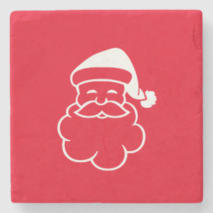 Santa Claus Christmas Red White Holidays 4Ann Stone Coaster