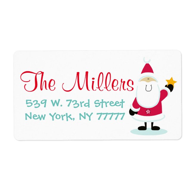 Santa Claus Christmas Return Address Labels (Front)
