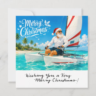 Santa Claus Christmas Sailing Holiday Card