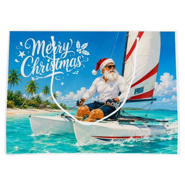 Santa Claus Christmas Sailling  Large Gift Bag (Front)