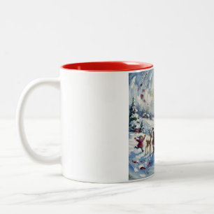 Santa Claus Christmas Scene Two-Tone Coffee Mug