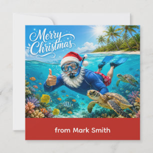 SANTA CLAUS Christmas Snorkelling Holiday Card