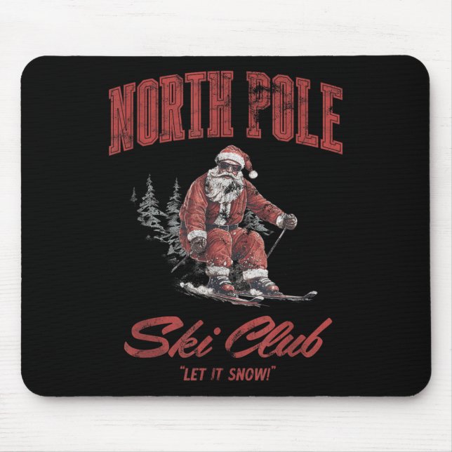 Santa Claus Christmas Snow Skiing At The North Le  Mouse Pad (Front)