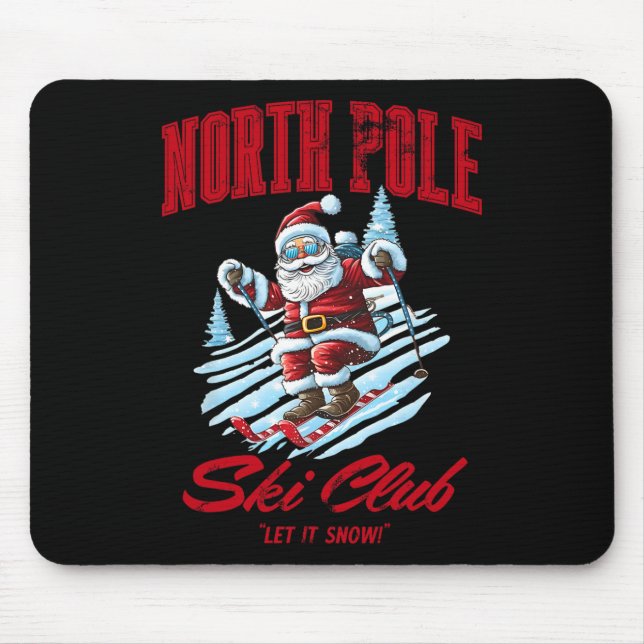 Santa Claus Christmas Snow Skiing At The North Pol Mouse Pad (Front)