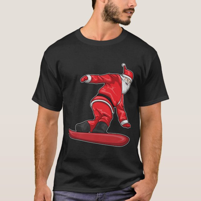Santa Claus Christmas Snowboard T-Shirt (Front)