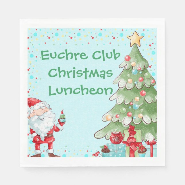 Santa Claus Christmas Tree Personalise Text Napkin (Front)