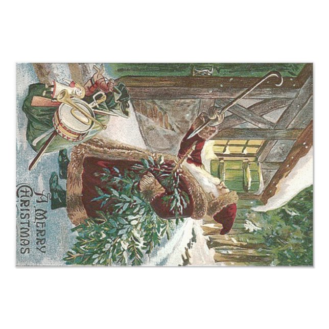 Santa Claus Christmas Tree Sack of Toys Cottage Photo Print (Front)