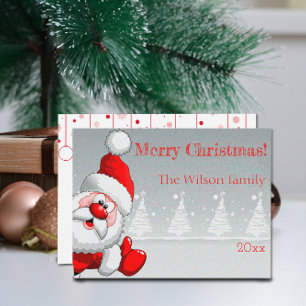 Santa Claus Christmas tree snow  Postcard