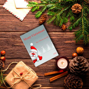 Santa Claus Christmas tree snow  Postcard