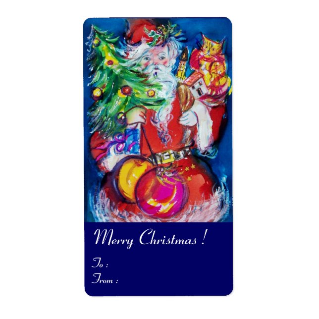 SANTA  CLAUS ,CHRISTMAS TREE TOYS AND GIFTS Blue (Front)