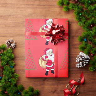 Santa Claus & Christmas Trees Wrapping Paper