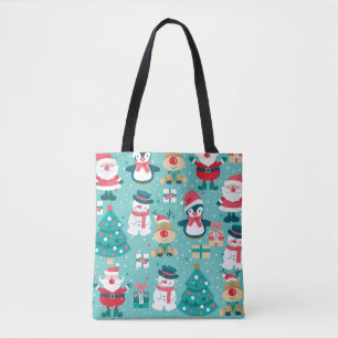 Santa Claus Christmas Vintage Pattern Tote Bag