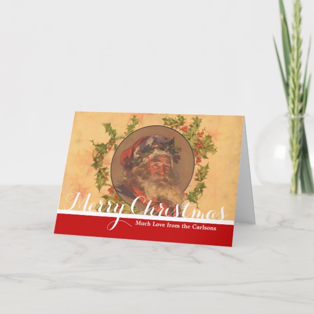 Santa Claus Christmas Vintage Portrait Holiday Card (Front)