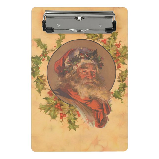 Santa Claus Christmas Vintage Portrait Mini Clipboard (Front)