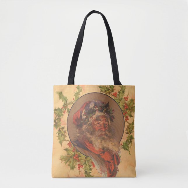 Santa Claus Christmas Vintage Portrait Tote Bag (Front)