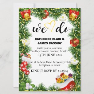 Santa Claus Christmas wedding invitation