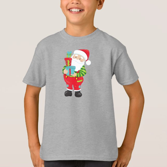 Santa Claus, Christmas, Xmas, Gifts, Presents T-Shirt (Front)