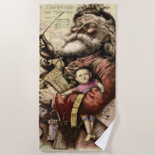 Santa Claus Classic Thomas Nast Illustration  Beach Towel