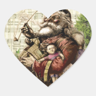 Santa Claus Classic Thomas Nast Illustration Heart Sticker