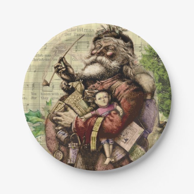 Santa Claus Classic Thomas Nast Illustration  Paper Plate (Front)