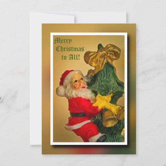 Santa Claus Climbing the Christmas Tree - Vintage (Front)