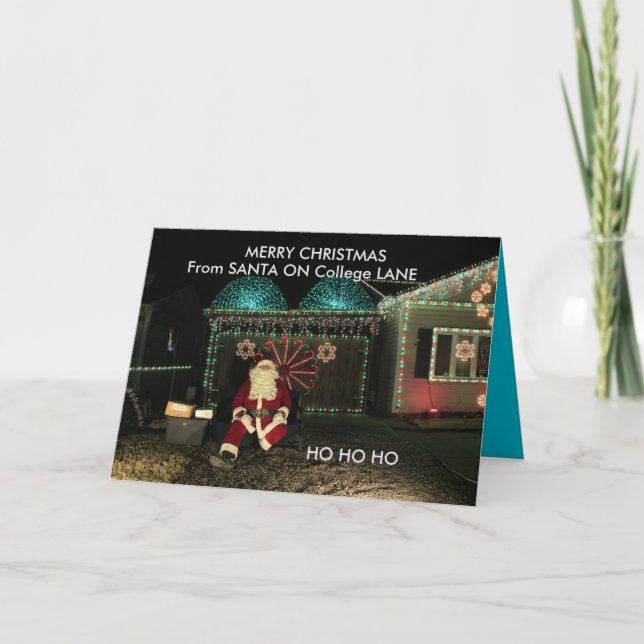 Santa Claus Closeup Christmas Card on College Lane (Front)