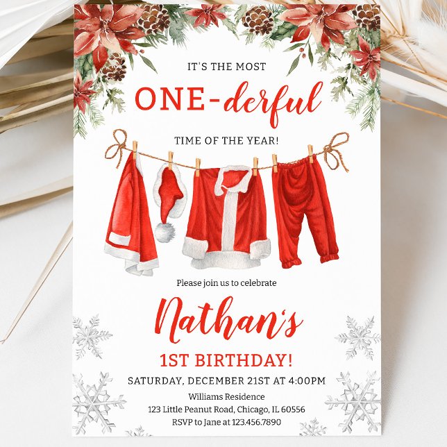 Santa Claus Clothesline Birthday Invitation (Creator Uploaded)