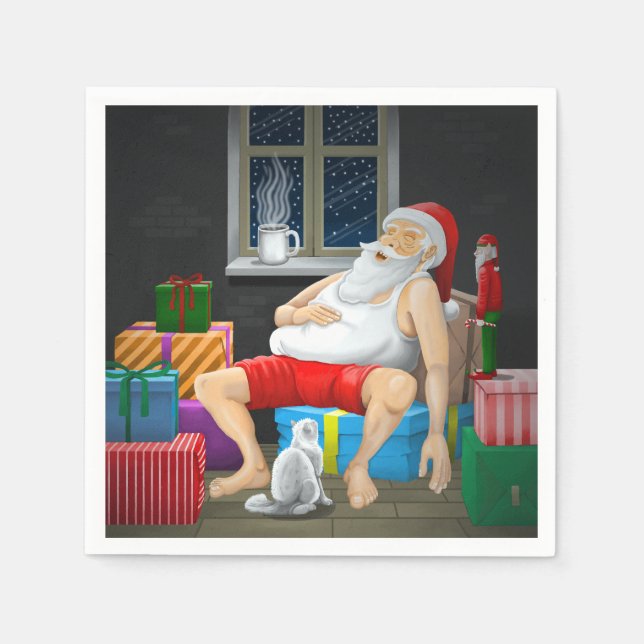 Santa Claus Coffee Time Napkin (Front)