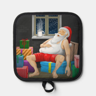 Santa Claus Coffee Time Pot Holder