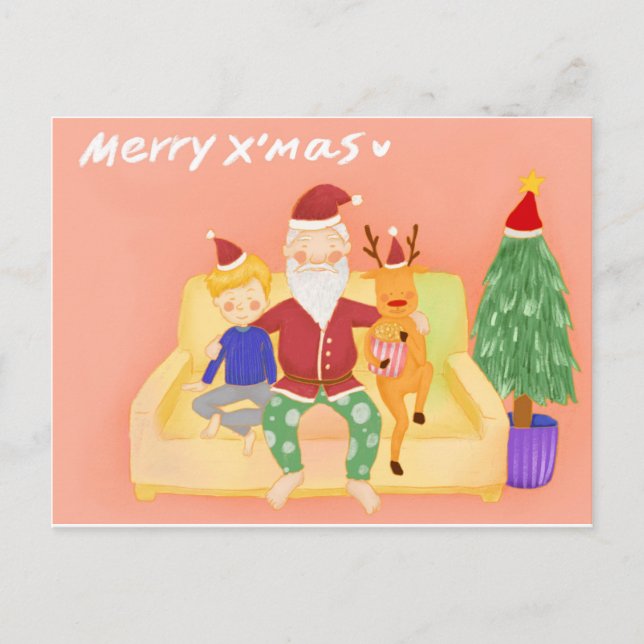 Santa Claus' Coming Home Postcard (Front)