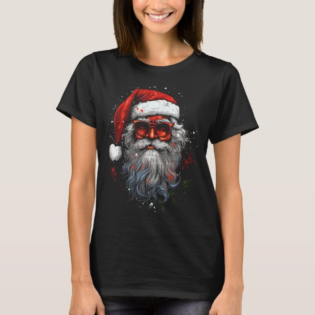 Santa Claus Cool Christmas Graphic Tees (Front)